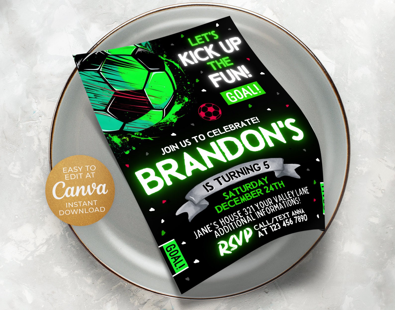 Editable Soccer Invitation Template Soccer Birthday - Etsy