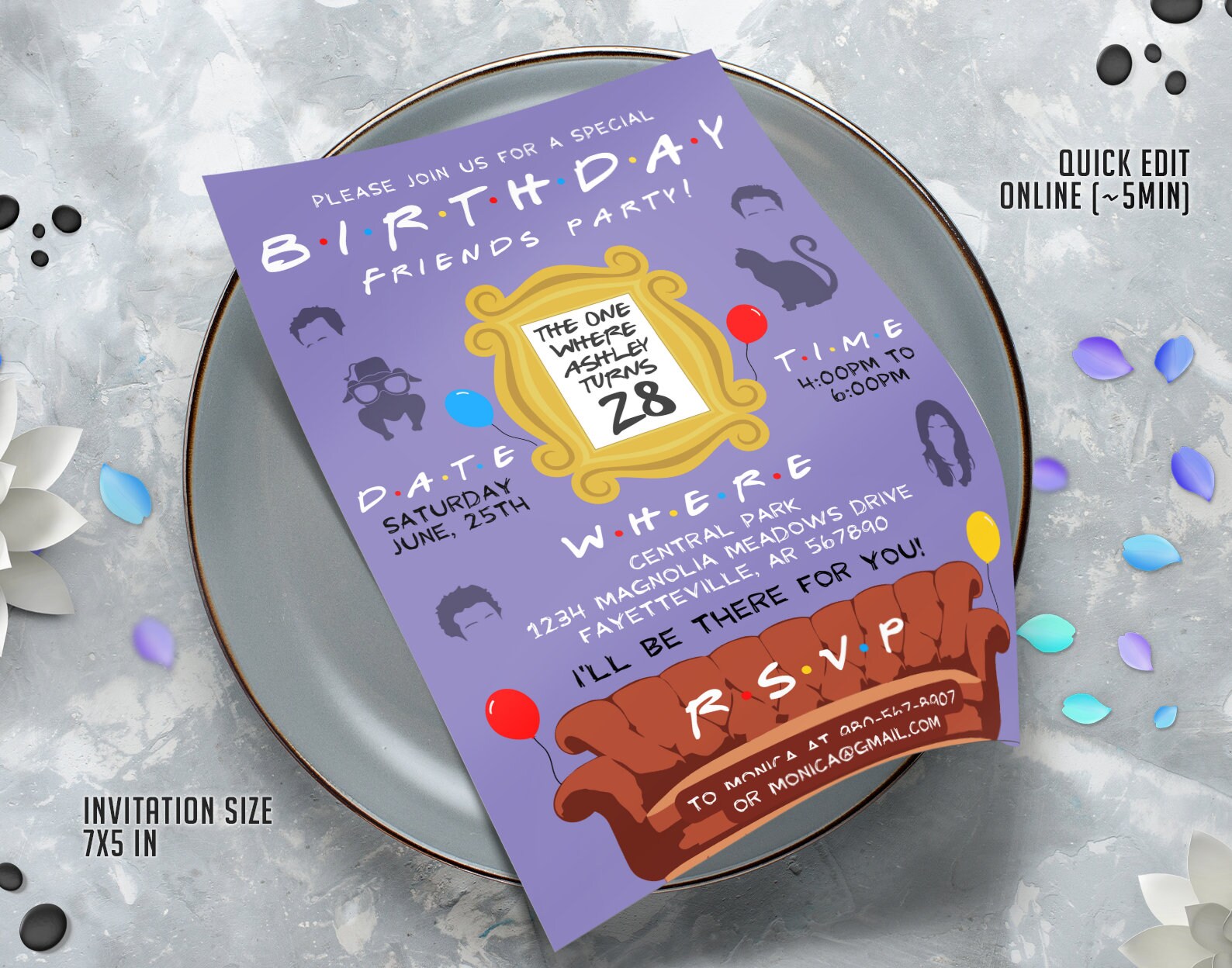 Editable Friends Invitation Template Printable Birthday Party - Etsy