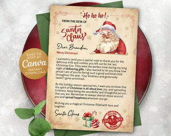Bewerkbare kerstmanbrief, vanaf het bureau van de kerstman, officiële noordpool, 5x7 Canva NEWS3