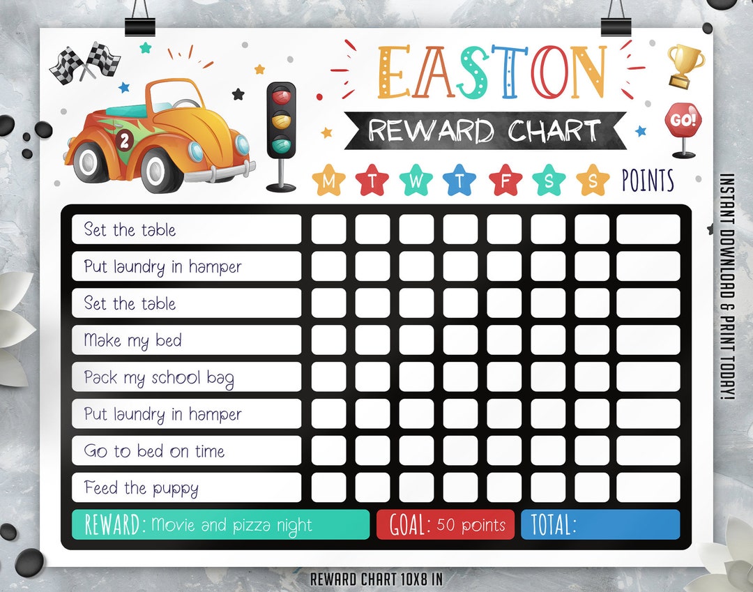 EDITABLE Cars Chart Racing Behavior Chart Chore Chart Etsy