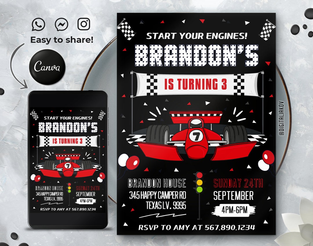 Editable Go Kart Invitation Template Printable Birthday Party - Etsy