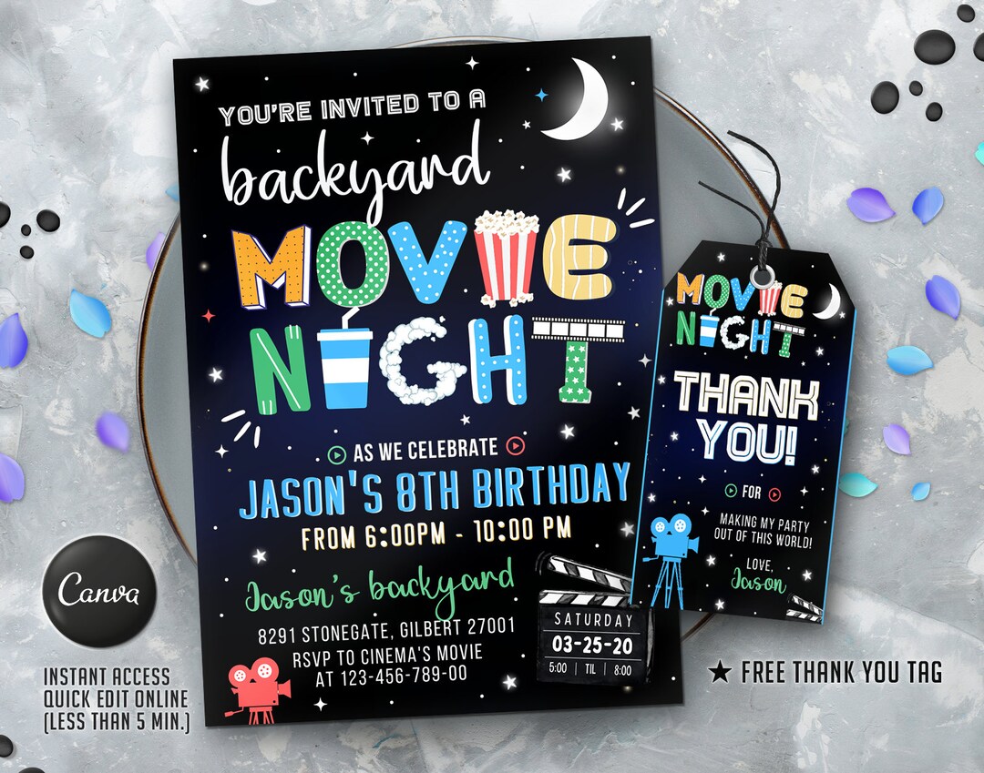 Editable Movie Birthday Invitation Template Printable - Etsy