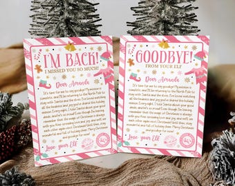 Editable Elf Letter Pink, Elf Arrival letter, Elf Return Letter, Elf I'm Back Christmas Letter, Goodbye elf letter, Canva Template 0126CH