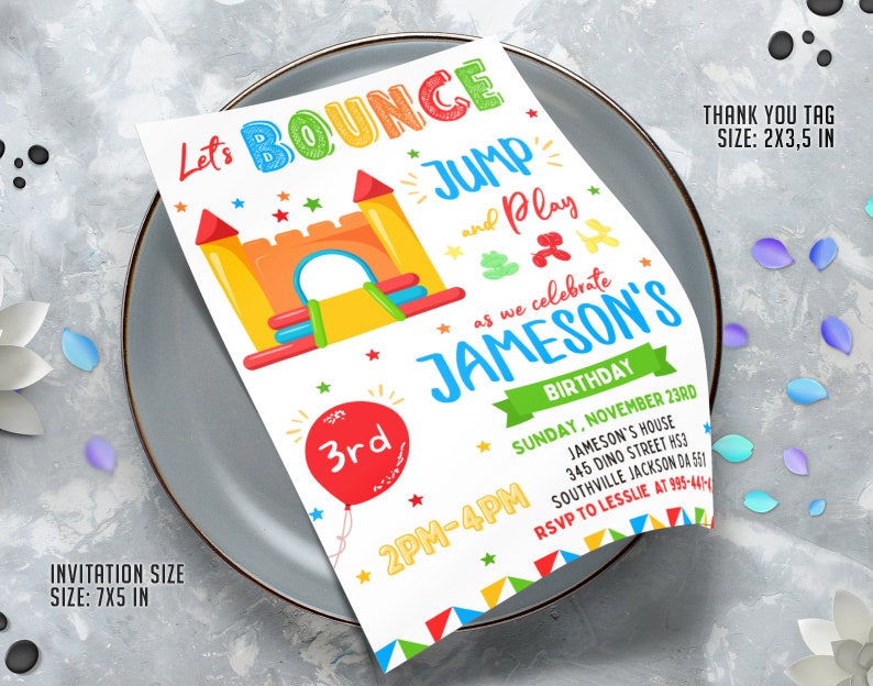 Editable Bounce House Birthday Invitation Template Printable Etsy
