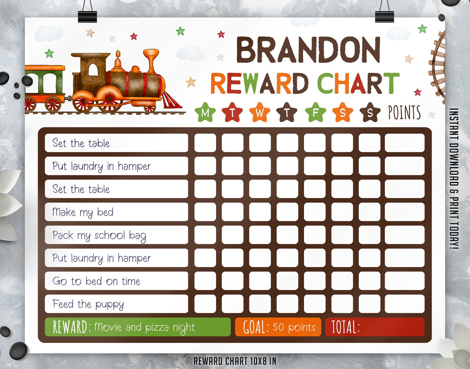 EDITABLE Train Chart Train Behavior Chart Chore Chart - Etsy