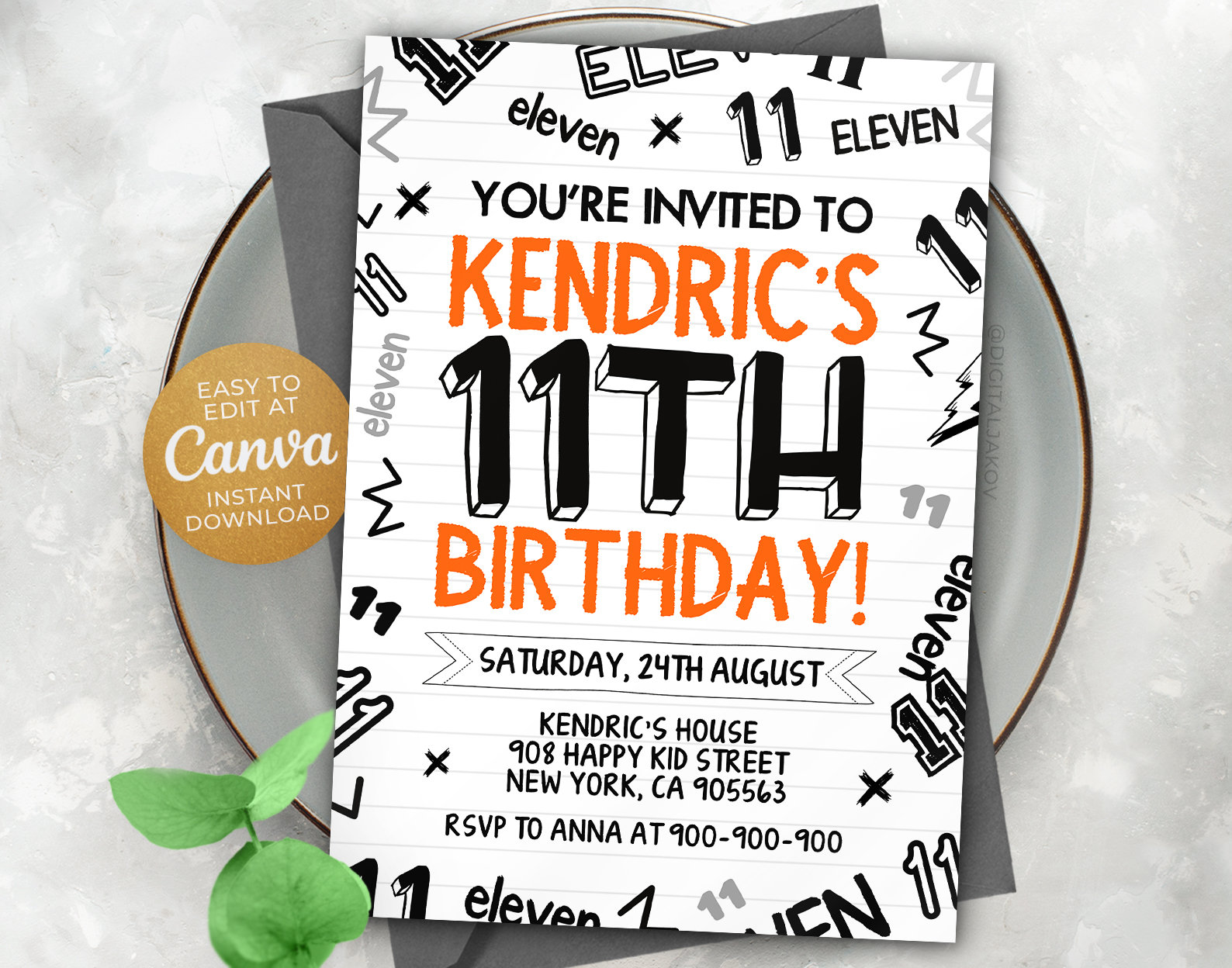 Boys 11th Birthday Invitation Ideas Intergalactic Modern Birthday
