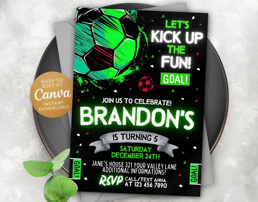 Editable Soccer Invitation Template Soccer Birthday - Etsy