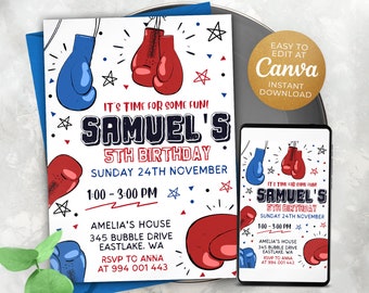 Editable Fitness Gym Birthday Invitation, Printable Birthday Party ...