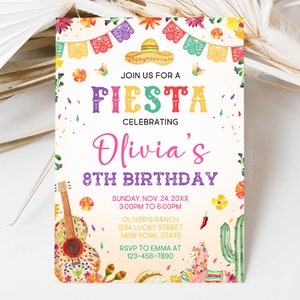 Fiesta Birthday Party Invitation, Fiesta Invitation, Mexican Theme Invitation, Cinco De Mayo, Editable Canva Template 24051