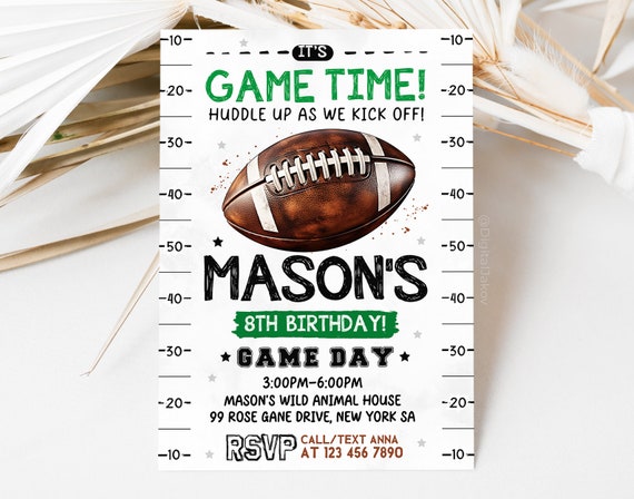 Football Invitation, Football Birthday Invitation Printable, Sports Party Invite, Football Game, 5x7, Canva N2