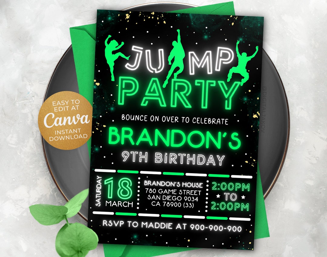 EDITABLE Trampoline Park Invitation, Trampoline Birthday, Trampoline Invitation, Jump Party