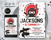 Editable Ninja Birthday Invitation Template, Printable Birthday Party Invitations, Digital Kids Party Invite, 5x7, Canva Il_170x135