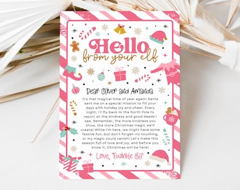 Editable Elf Arrival Letter Pink Elf Return Letter Elf I'm Back Letter Christmas Elf Return Letter Elf Welcome Back Letter, Canva 2402