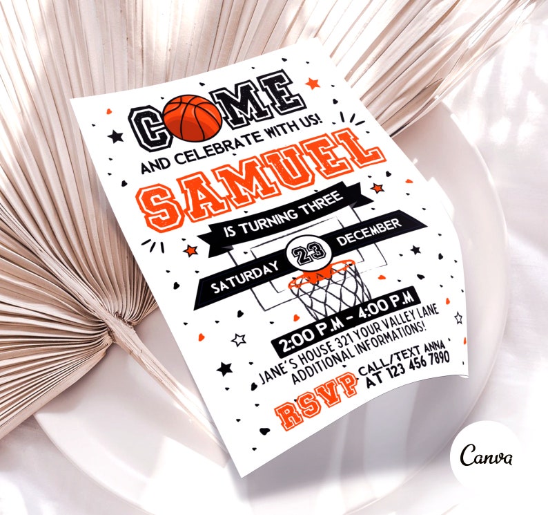 Editable Basketball Birthday Invitation Template Printable - Etsy