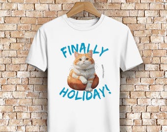 Orange Cat Holiday T-Shirt: Unisex Organic Cotton Tee