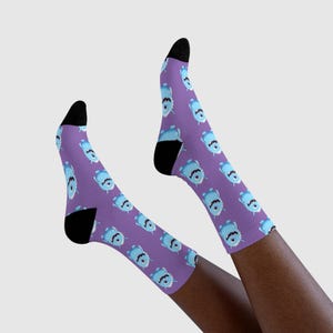 Grillige Monster Crew-sokken, leuke casual sokken, cadeau voor kinderen, unieke slappe sokken, gezellig schoeisel voor elke dag, stripfiguurontwerp