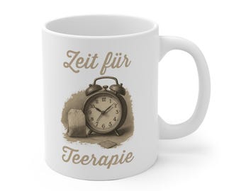 Vintage Design Tea Ceramic Mug with german quote - Zeit für Teerapie -