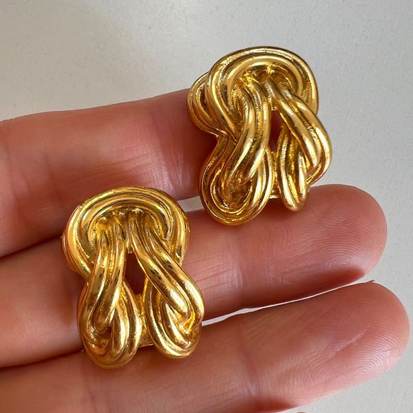 Vintage Orena Paris 3D flowers gold earring clips French fashion jewellery NEVER WORN