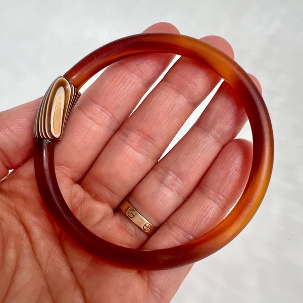 Vintage Early Plastic  Brown Bangle Bracelet - 1920s Art Deco Jewellery - Antique Celluloid - Historical Costume