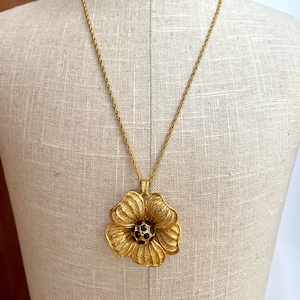 Vintage Orena Paris Gold Enamel pendant Necklace  signed  Never Worn 1990s French costume jewelry