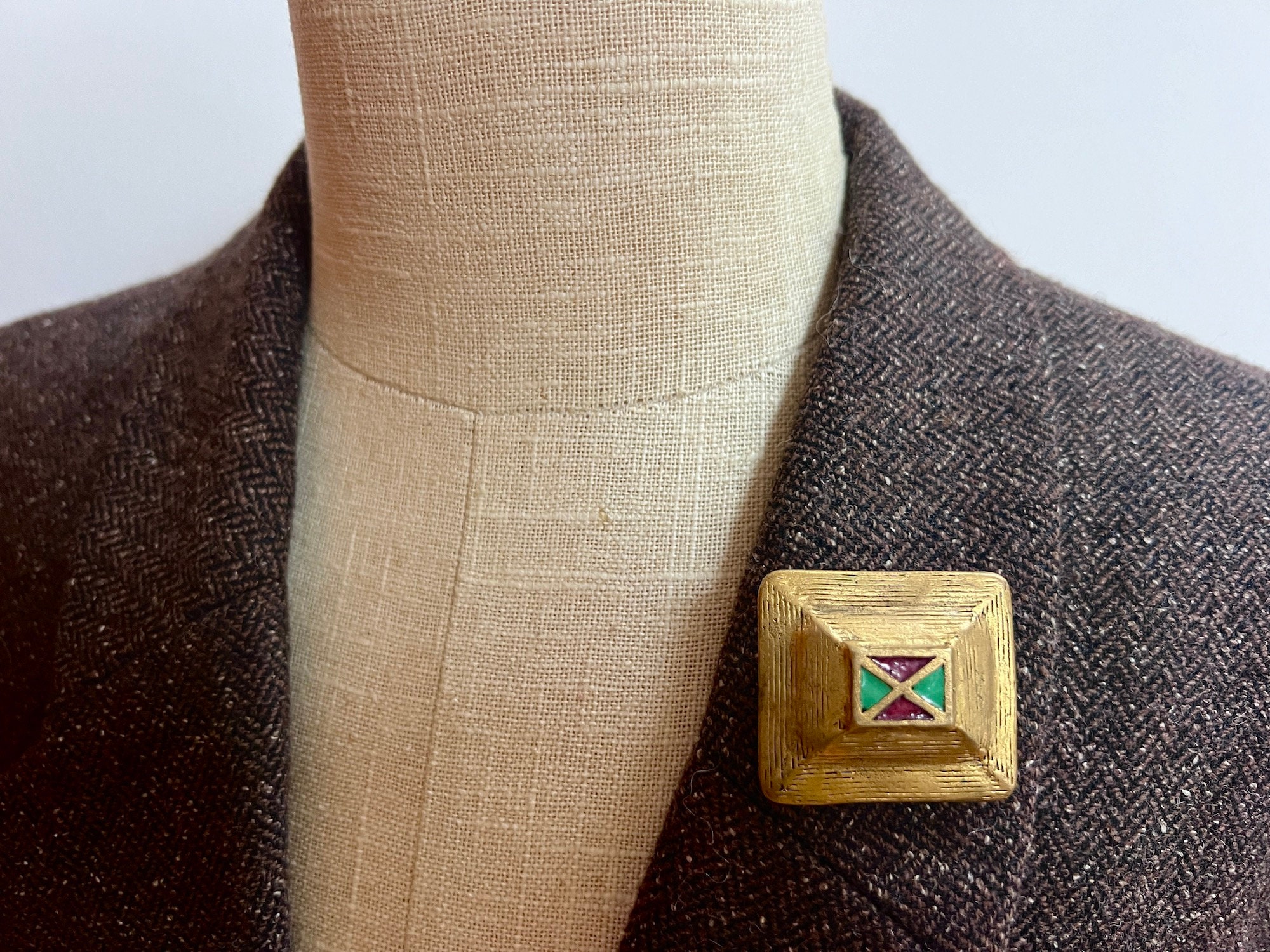 Broche Vintage Signée Élisabeth Riveiro - Style Abstraction Moderniste - Métal Plaqué Argent - Occasion Très Bon état
