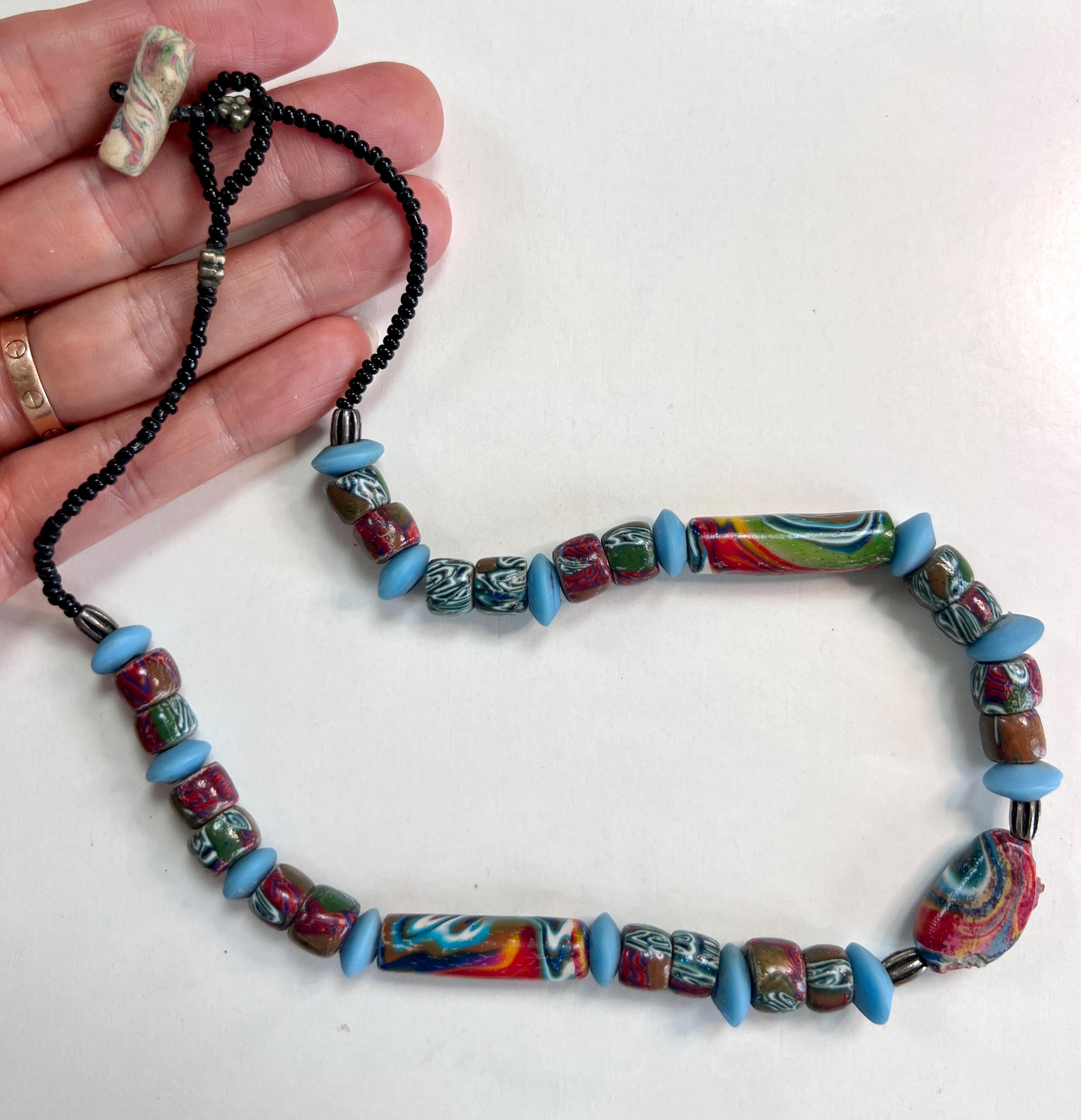 Collier Africain Ethnique Vintage – Perles De Verre Multicolores, Style Ethnique Et Bohème