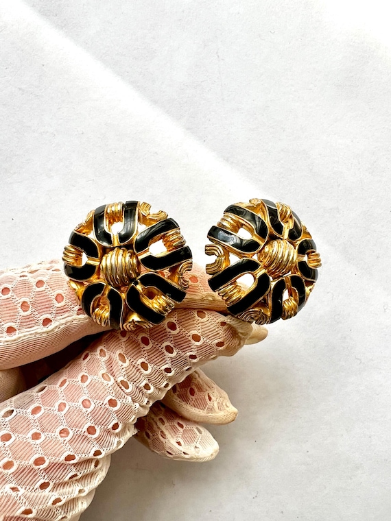 Paire De Boucles D'oreilles Anciennes Puces Plaquées Or - Créateur - Fermoir Clous