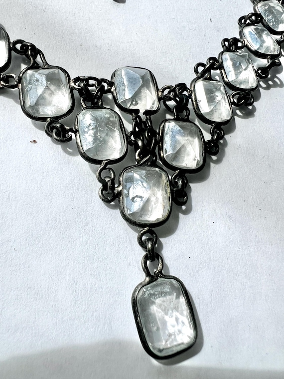 Dramatic Antique Silver Georgian Paste Riviere ne… - image 8