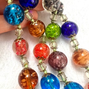 Vintage Colourful Italian Murano Glass necklace Handmade beaded necklace  1970s BOHO Happy Dopamine jewellery, Gift for her