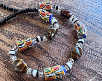 Vintage ketting met muranoglaskralen: kleurrijk handgemaakt jaren 50-ontwerp