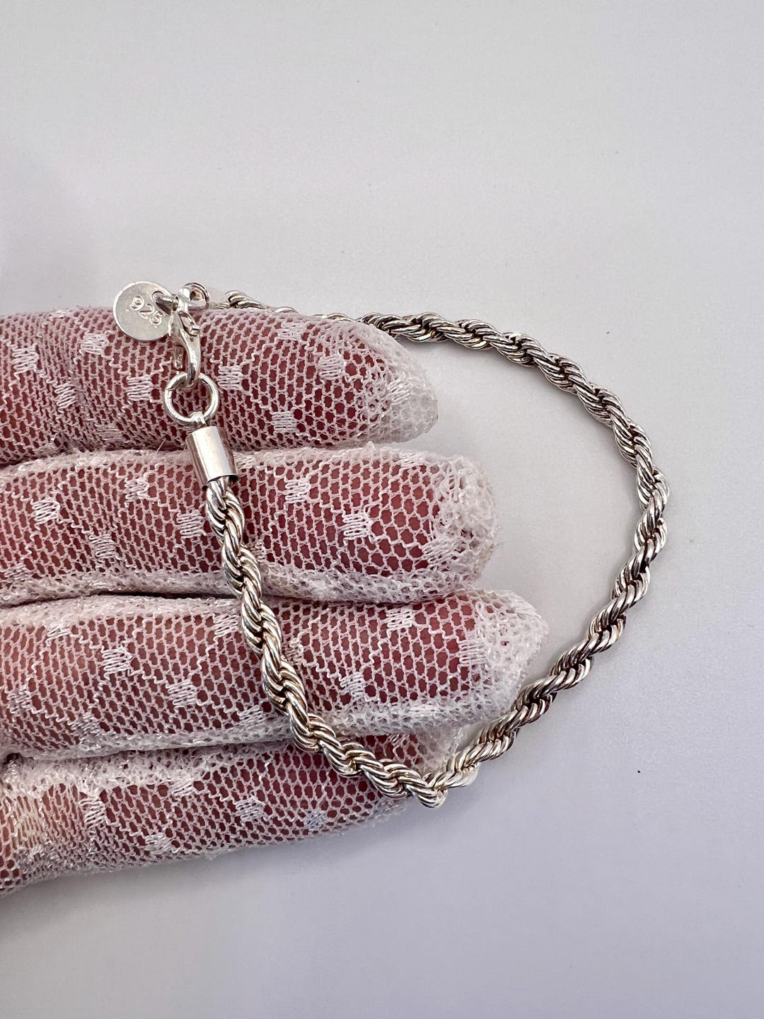 Vintage Sterling Silver Chain Bracelet - Marked 925-20.5cm, 8.1
