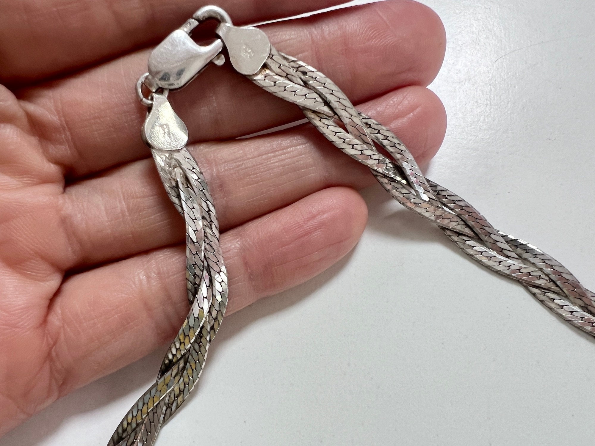 Vintage 925 Sterling Silver Braided Necklace, Italy 1970s - Etsy Vintage 925 Sterling Silver Braided Necklace, Italy 1970s - Etsy