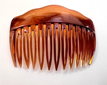 Vintage Franse zijkam bruin celluloid schildpadhaar, jaren 60