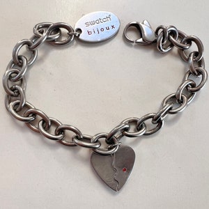 Vintage Swatch Bijoux 'All For Me' Stainless Steel Bracelet with Heart Charm image 1