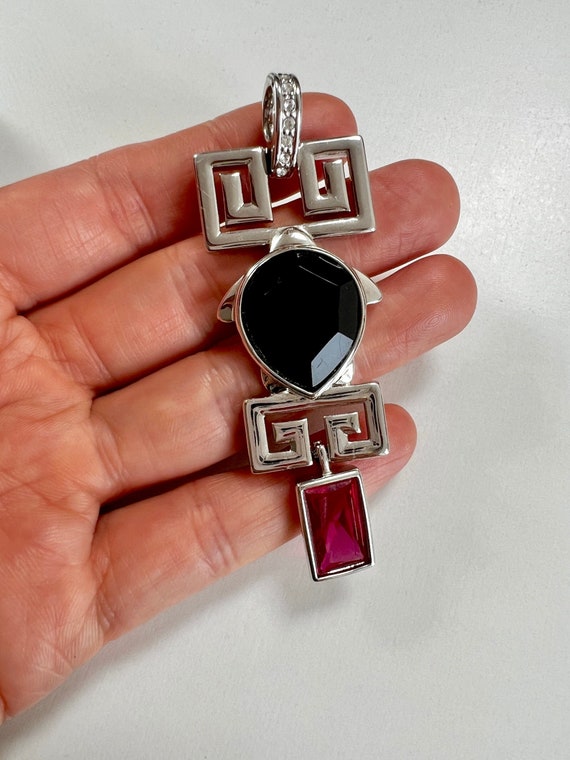 Vintage Pierre Lang Pendant silver  with black and