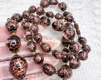 Vintage Murano Glass Necklace: Gold Foil Italian Beads, 1960s Jewelry