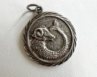 Vintage Capricorn Zodiac 925 sterling Silver Pendant 925, marked