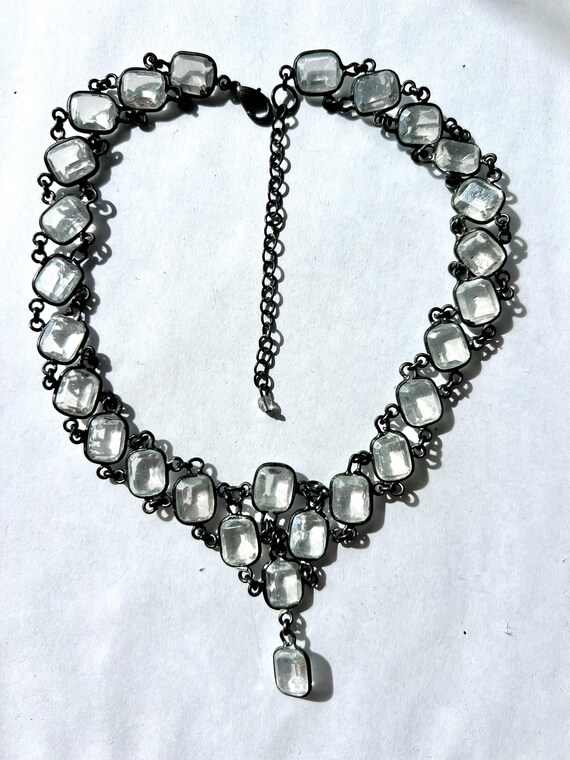 Dramatic Antique Silver Georgian Paste Riviere ne… - image 10