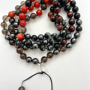 Happy Buddha Root Chakra Mala - Grounding & Strengthprayer necklace Rosary Buddhist meditation 108 A grade 8 mm counting crystals Unisex