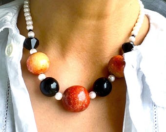 Collier Vintage Signé Statu Quo - Style éventail, Couleur Argenté, Occasion Bon état