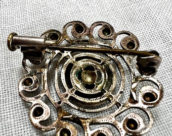 Broche Ajourée En Argent Sterling Du XXe Siècle – Pièce Vintage Authentique – Pureté 925
