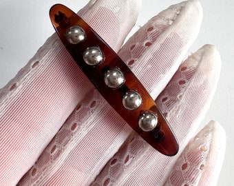 Vintage small French 1960s faux tortoise shell hair barrette clip