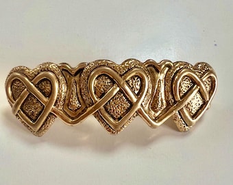 Vintage French DAM Gold Tone Hair Clip Barrette 1990s Signed