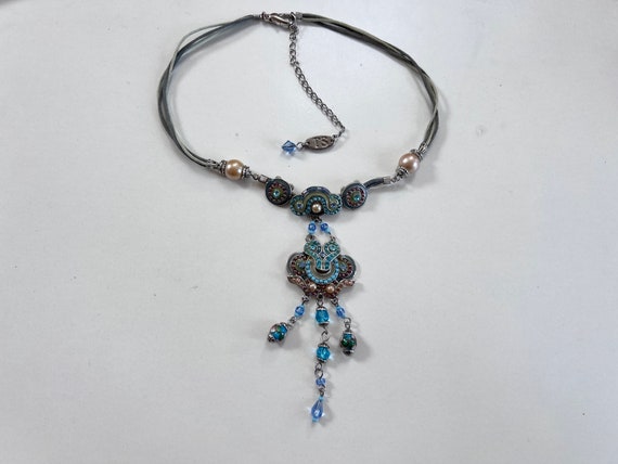Vintage French designer TS Paris pendant necklace… - image 4