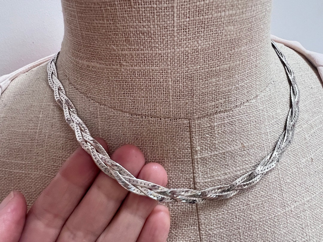 Vintage 925 Sterling Silver Braided Necklace, Italy 1970s - Etsy Vintage 925 Sterling Silver Braided Necklace, Italy 1970s - Etsy