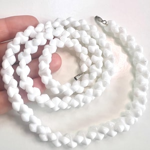 Vintage milk glass Beaded necklace 1950s French costume jewellery from France
