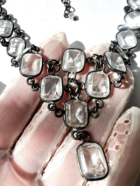 Dramatic Antique Silver Georgian Paste Riviere ne… - image 7