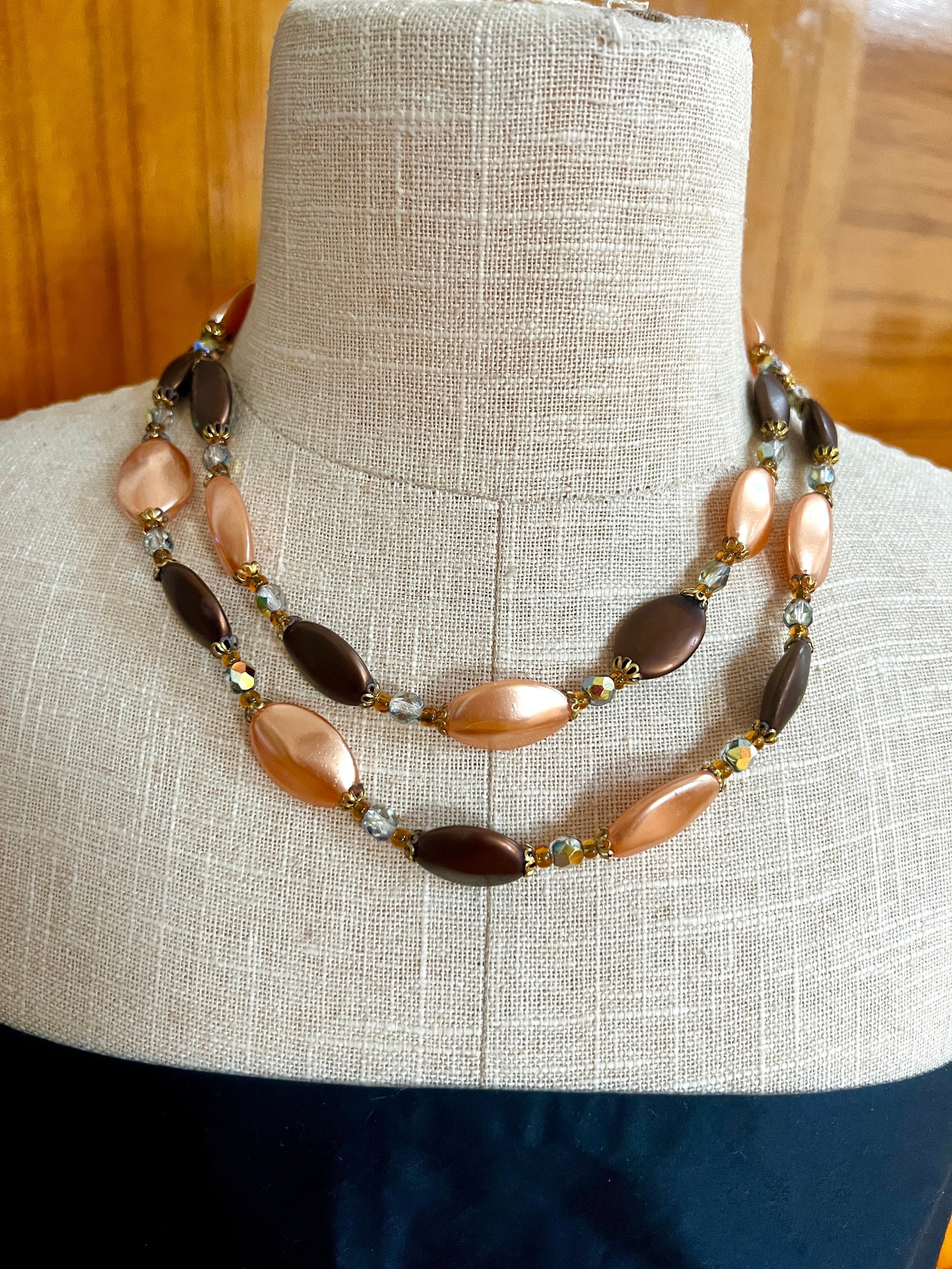 Collier Double Rang Perles Cristal De Bohème - Manufacture Pilote Berck Plage, Années 1950, Occasion En état Neuf