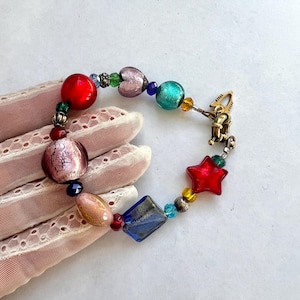 Vintage venetian Colorful Murano Glass Bracelet Italian Art Glass handmade