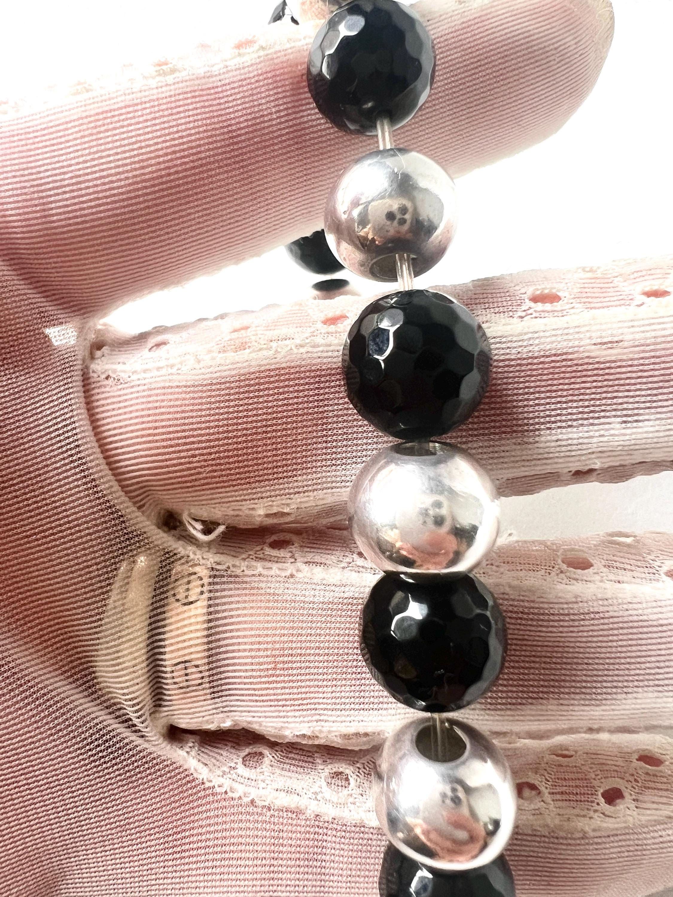 Vintage Onyx & Sterling Silver Ball Bracelet - Joy Jewellery - Etsy